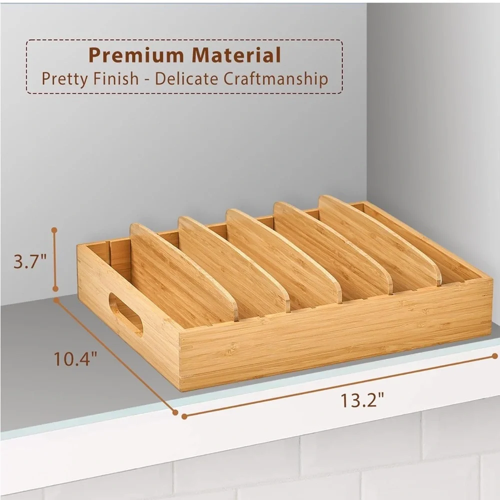 Bamboo Pantry Organizer Bin - Natural Bamboo Kitchen Storage